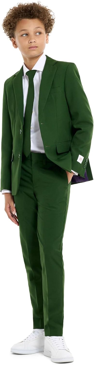 OppoSuits Einfarbiger Anzug für Teenager-Jungen in Glorious Green - Abschlussball- und Hochzeitsfeie