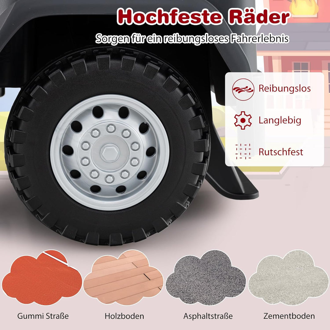 COSTWAY 2 in 1 Rutschauto, Polizeiauto mit Lenkrad, LED-Licht, Hupe & Musik, Rutscher Auto mit Staur