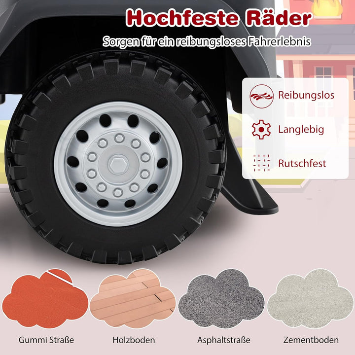 COSTWAY 2 in 1 Rutschauto, Polizeiauto mit Lenkrad, LED-Licht, Hupe & Musik, Rutscher Auto mit Staur