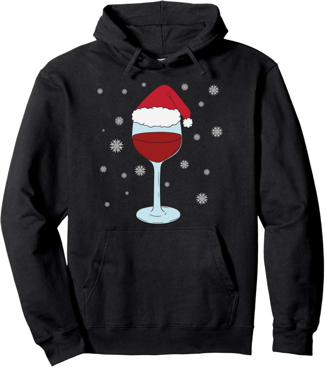 Rotwein mit Weihnachtshaube Weihnachten Geschenke Christmas Pullover Hoodie
