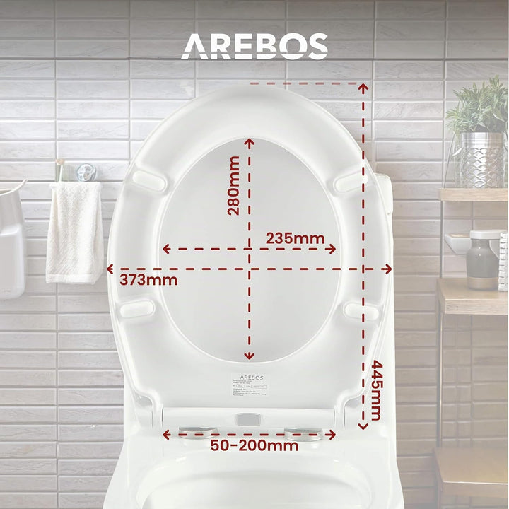 Arebos Toilettensitz Oval Softclose | WC Sitz Quick Release Urea-Duroplast, Oval