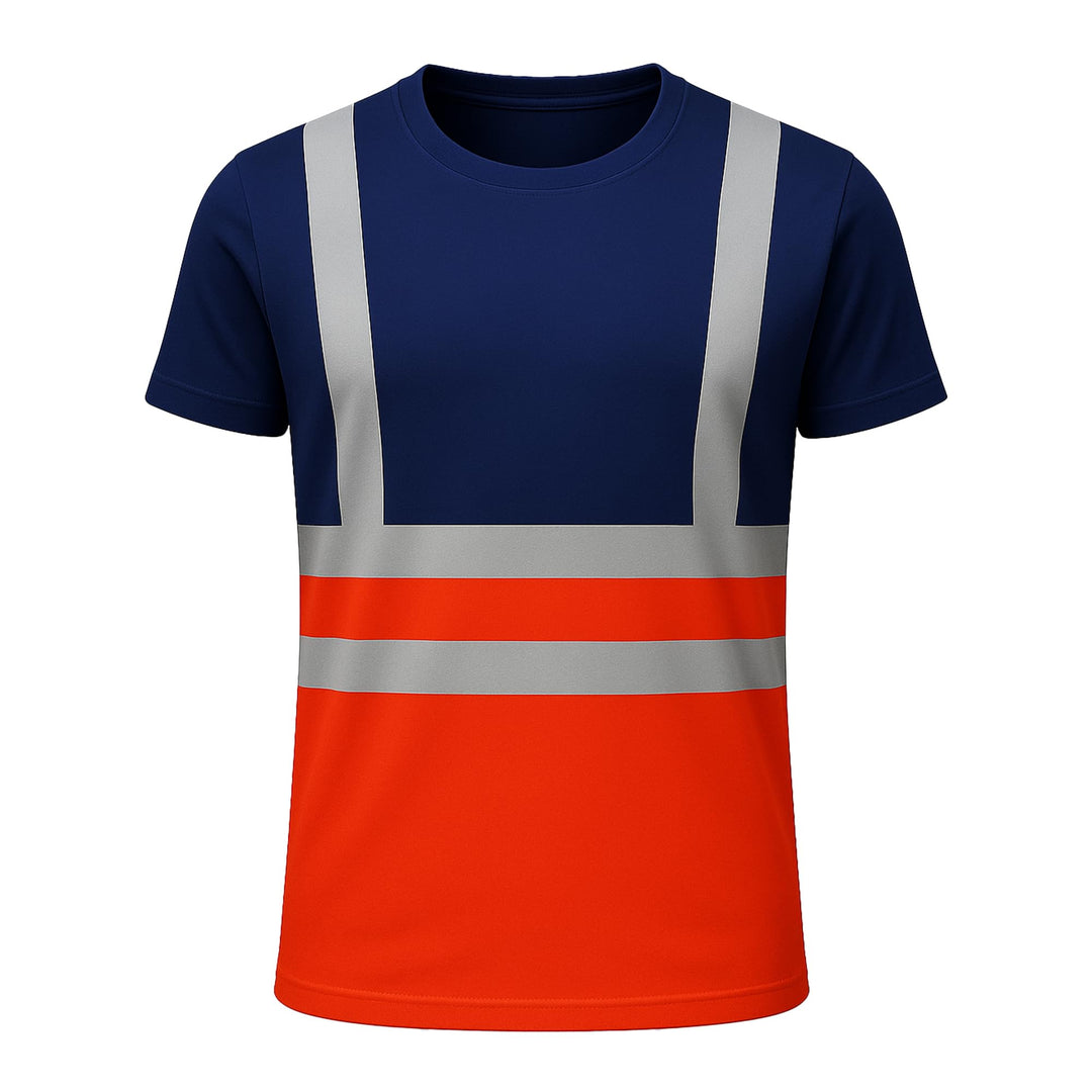 NOROZE Herren Hi-Viz T-Shirt Arbeitskleidung Reflektierendes Band Hohe Sichtbarkeit Sicherheitsmante