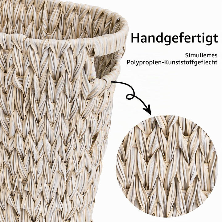 GRANNY SAYS Wicker Papierkorb, Geflochtener Mülleimer, Wasserdichter Abfalleimer mit Griffen, Gefloc