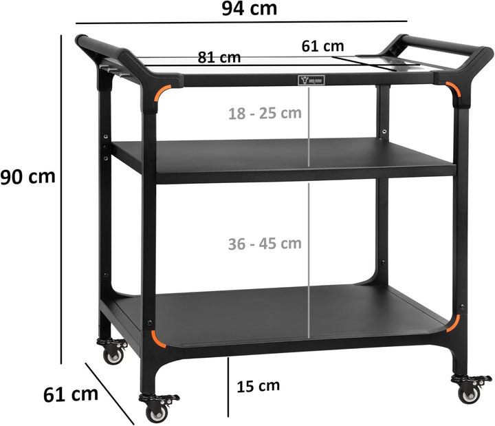 BBQ-Toro Grillwagen 94 x 61 x 90 cm | Schwarz | Grilltisch mit grosser Arbeitsfläche | Grill Beistel