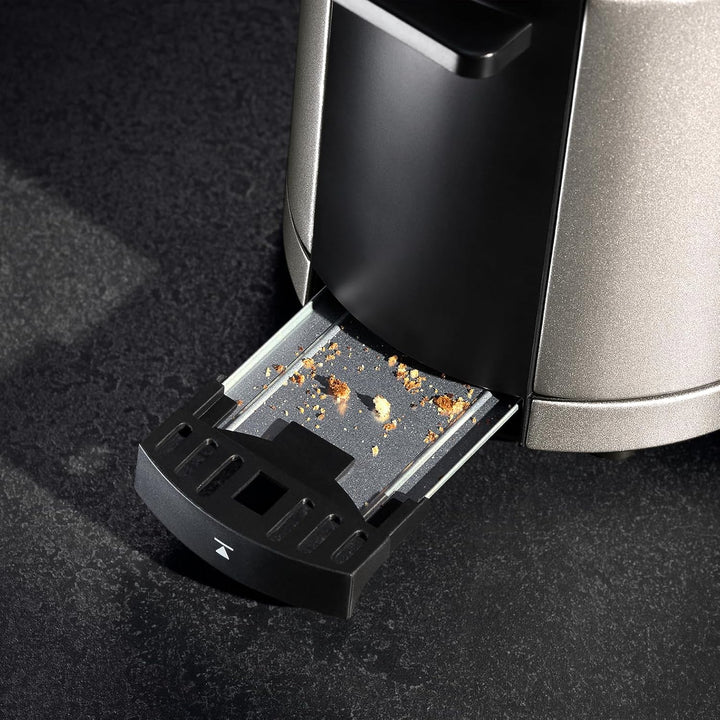 WMF Lono Silk Toaster 2 Scheiben, Edelstahl Doppelschlitz Toaster mit XXL-Brötchenaufsatz, 7 Bräunun
