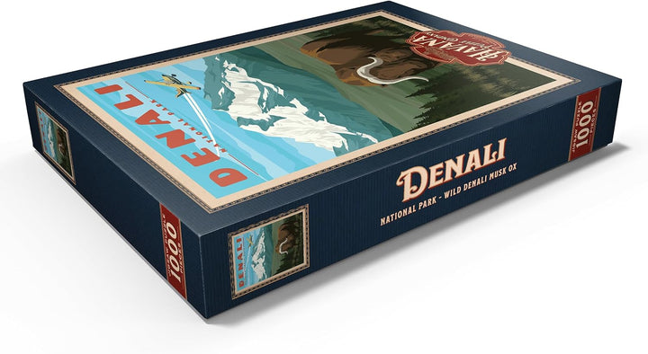 Denali National Park - Wild Denali Musk Ox, Vintage Travel Poster - Premium 1000 Teile Puzzle - MyPu