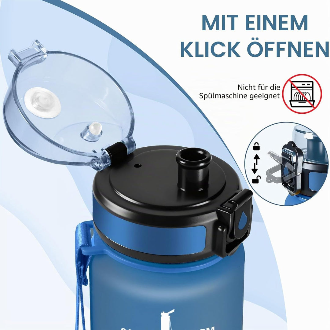 HoneyHolly Trinkflasche 1500ML, Sportflasche mit Filter, Wasserflasche, Auslaufsicher mit Zeitmarkie