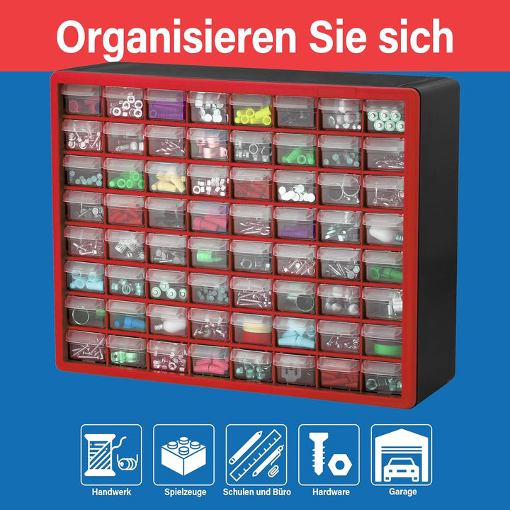 Akro-Mils 10164 64-Drawer Plastic Drawer Storage Cabinet for Garage Organization, Lego Storage, Teac
