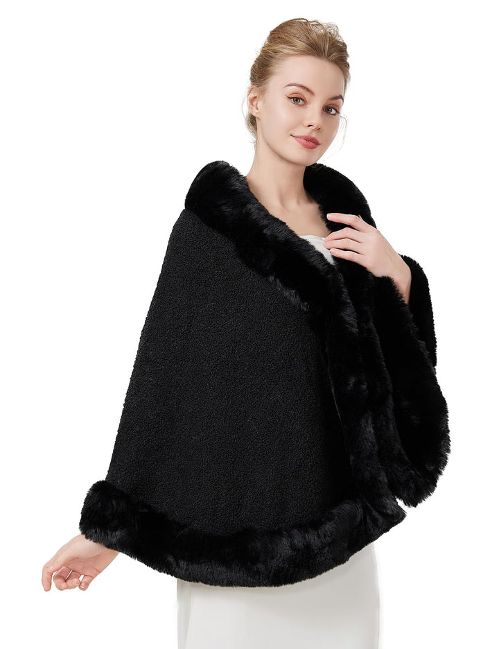 BEAUTELICATE Damen Kunstpelz Stola Brautjacke Bolero Winter Brautschal Mantel für Hochzeit Festlich