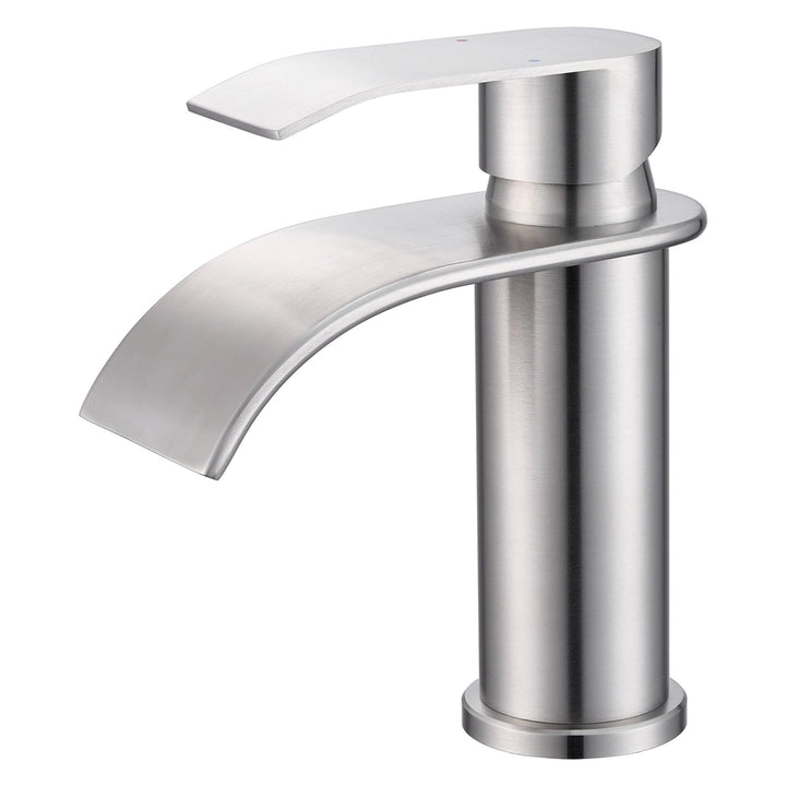 CECIPA Wasserhahn Bad Gebürstet, Edelstahl Waschtischarmatur mit Auslauf Höhe 86 MM, Waschbecken Arm