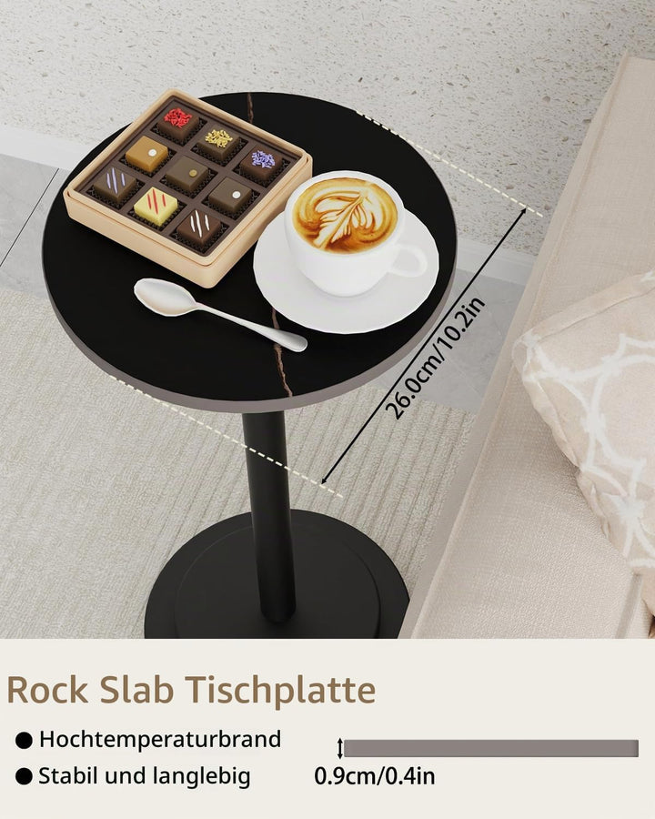 Rund Beistelltisch, Höheneinstellbar Klein Metall Couchtisch, für Balkontisch, Nachttisch, Beistellt