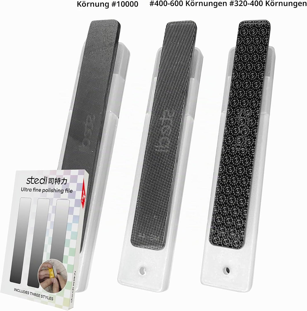 stedi Hobby Model Polierwerkzeuge 3 PCS, Ultimative Präzisions-Glaspolierfeilen, #320-400 Grit, #400