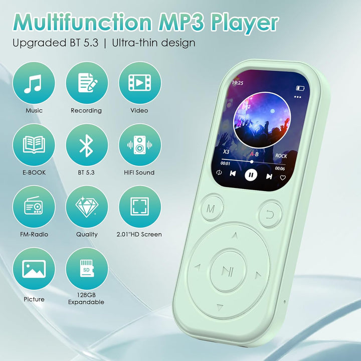 64 GB MP3 Player mit Bluetooth 5.3 tragbarer Musik-Player mit HiFi-Klangqualität und FM-Radio Blueto