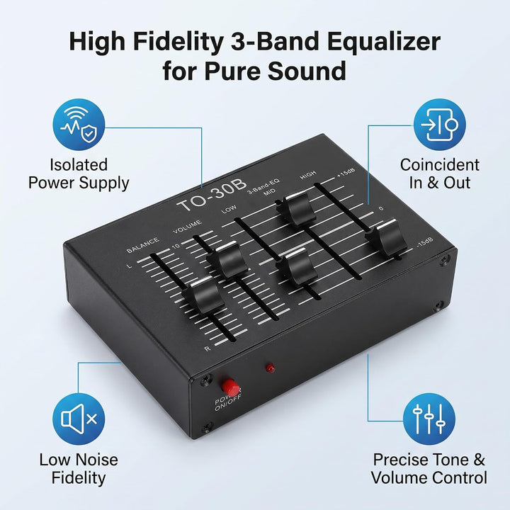 3-Band Equalizer, Stereo Klangverbesserung, Hi-Fi Vorverstärker, Lautstärkeregler für Lautsprecher K