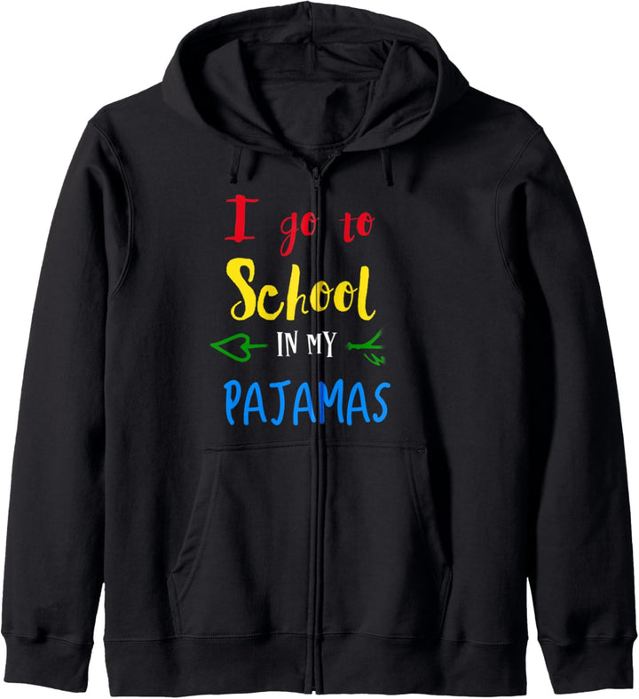 I Go To School In Pajamas Home School & Online Virtual Kapuzenjacke