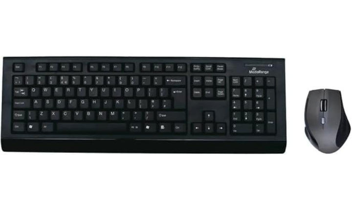 MediaRange kabelloses Funk-Tastatur und 5 Tasten Funk-Maus Set, QWERTY (englisch/UK) Layout, PC Tast