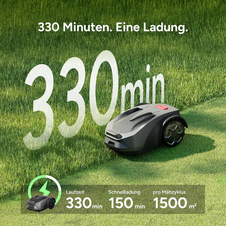 iGarden R55 Mähroboter ohne Begrenzungskabel für 1.500 m², 330 Min. extra Lange Laufzeit, präzise Na