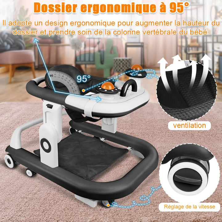 Lauflernhilfe für Babys, mit Spielset und Bodenmatte, robust, faltbar, mit 5 verstellbaren Positione