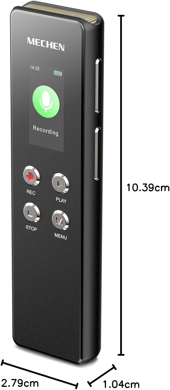 MECHEN V01 128GB Diktiergerät, Sprachrekorder VOR-Aufnahme, Passwortschutz, Automatische Rauschunter