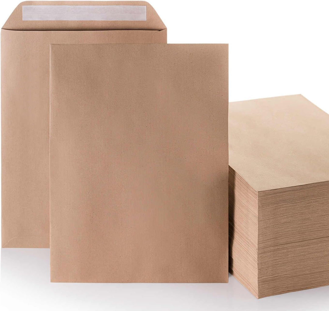 250 Versandtaschen B4 Braun (250x353mm) 100g/m² Briefumschläge Grossbrief Maxibrief für A4 Dokumente