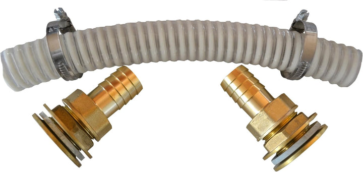 VERBINDUNGSSET für REGENTONNEN inkl. VERBINDUNGSSCHLAUCH 25mm und hochwertige 1-Zoll Messing - VERBI