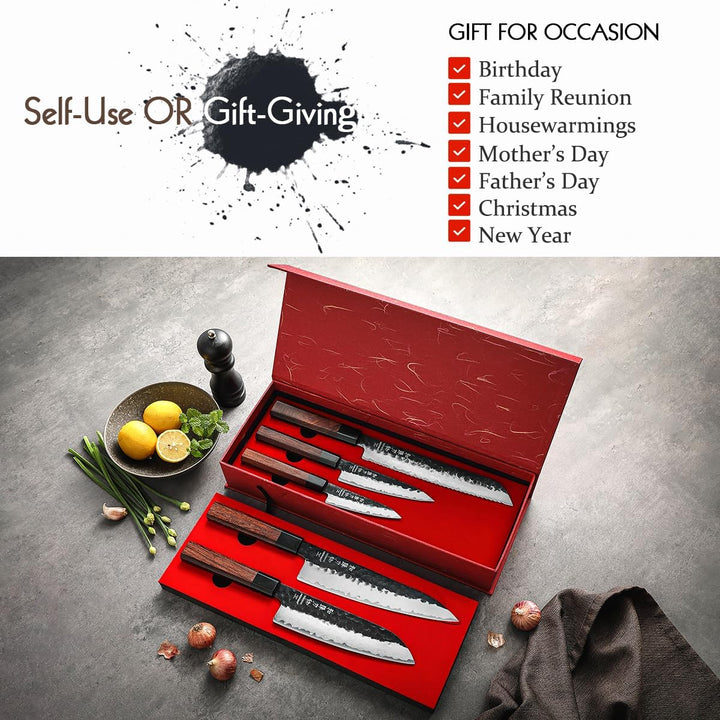 HEZHEN Messerset Profi Küchenmesser Kochmesser Set, Hartstahl Ultra Scharfes Messer Set Chefmesser,