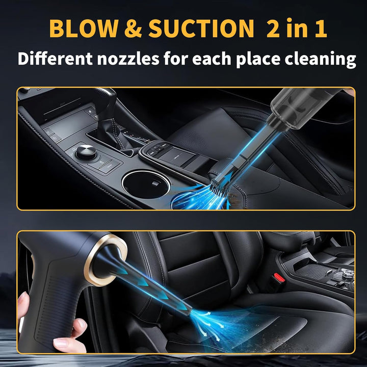 Handstaubsauger Akku 4-in-1 Auto Staubsauger Stark，15000Pa Tragbarer Autostaubsauger，mit Bürstenlose