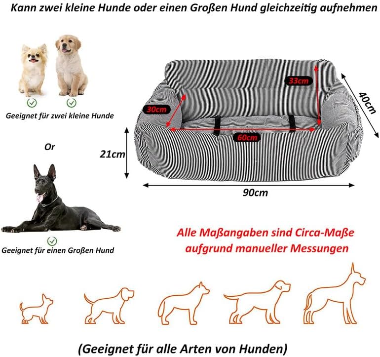 CALIYO Hunde Autositz, Sicherheitsgurt - Waschbarer Autositz Hund für Kleine, Mittlere & Grosse Hund