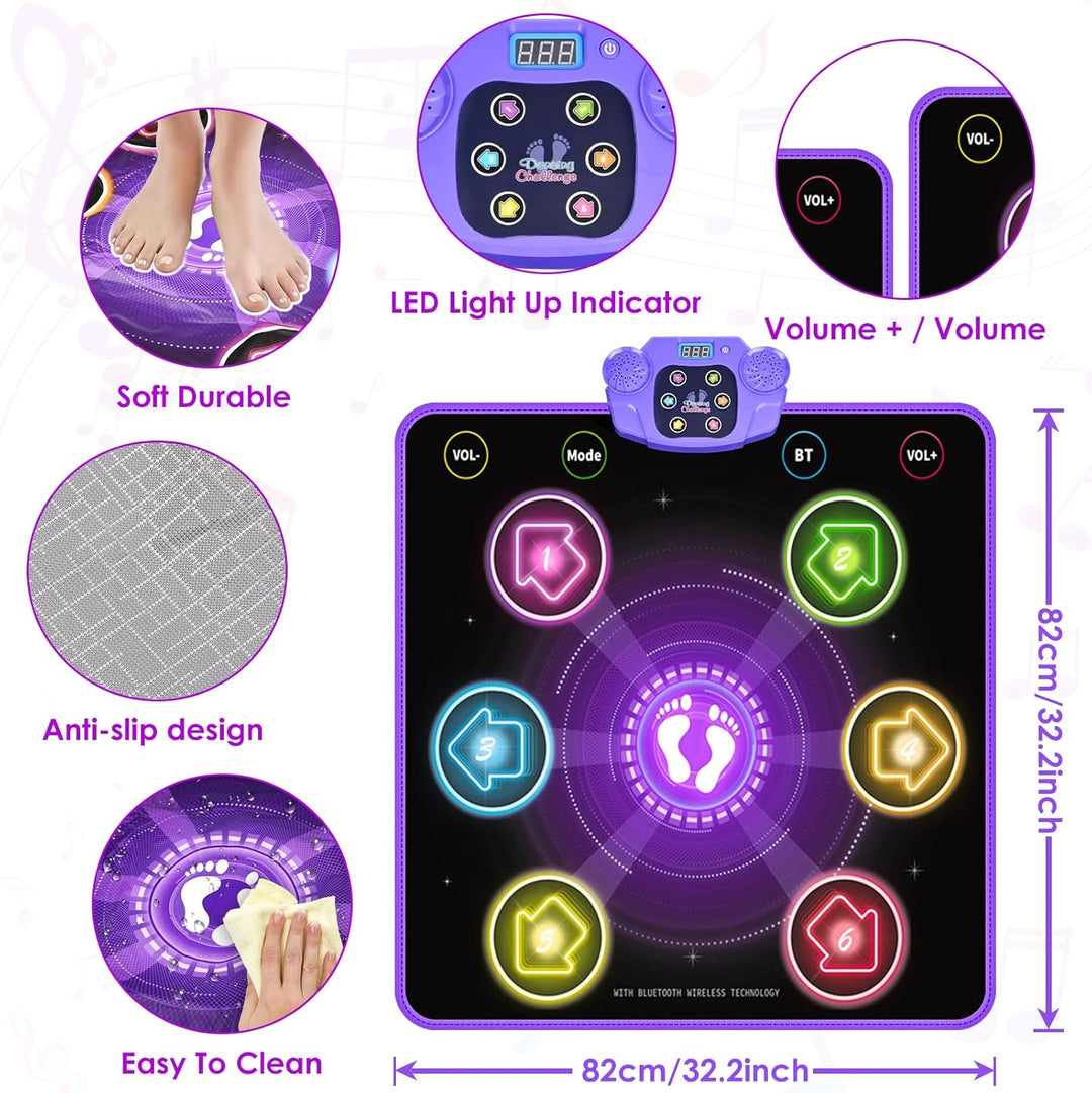 GuKKK Tanzmatte Kinder Spielzeug Geschenke 3-12 Jahre, Beleuchtete Musikmatte, Tanzmatte mit Musik B