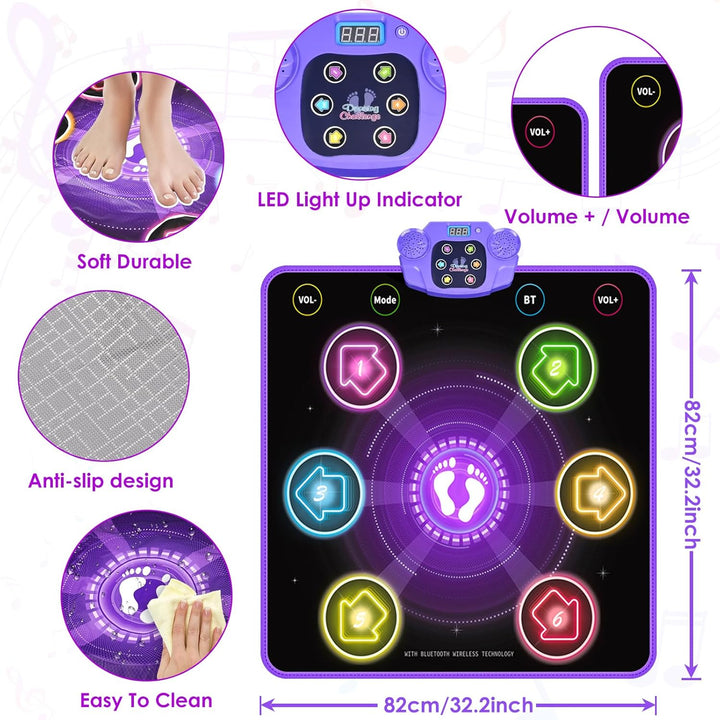 GuKKK Tanzmatte Kinder Spielzeug Geschenke 3-12 Jahre, Beleuchtete Musikmatte, Tanzmatte mit Musik B