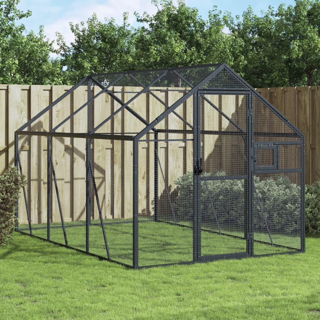 Vogelvoliere Aussen Winterfest Papageienkäfig Gross XXL Alu Voliere Bausatz 1,79x3x1,85 m Vogelkäfig