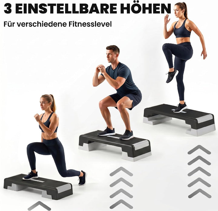 SPORTNOW Steppbrett höhenverstellbar Fitness Aerobic Stepper mit 3 Stufen (15/20/25 cm), Anti-Rutsch