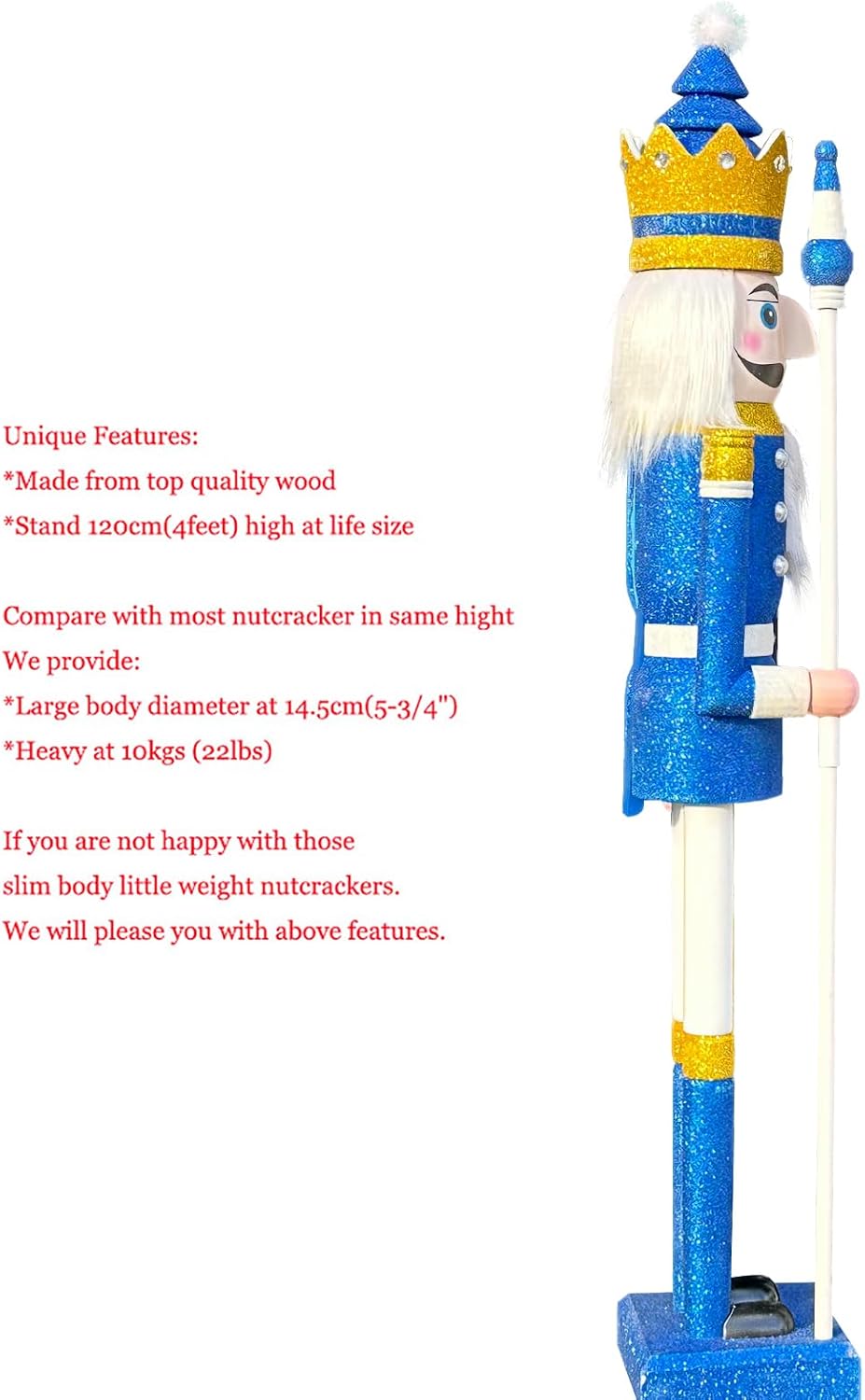 CDL L/4füsse/120cm/4ft/4fuss/120 cm Leben grösse Leben grösse grosse/Riesen Blau Glitter Weihnachten