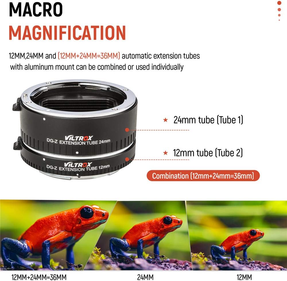 Viltrox DG-Z Autofokus Zwischenringe Makro Verlängerungsring-Set 12mm+24mm für Nikon Z-Mount Z6 Z7 Z