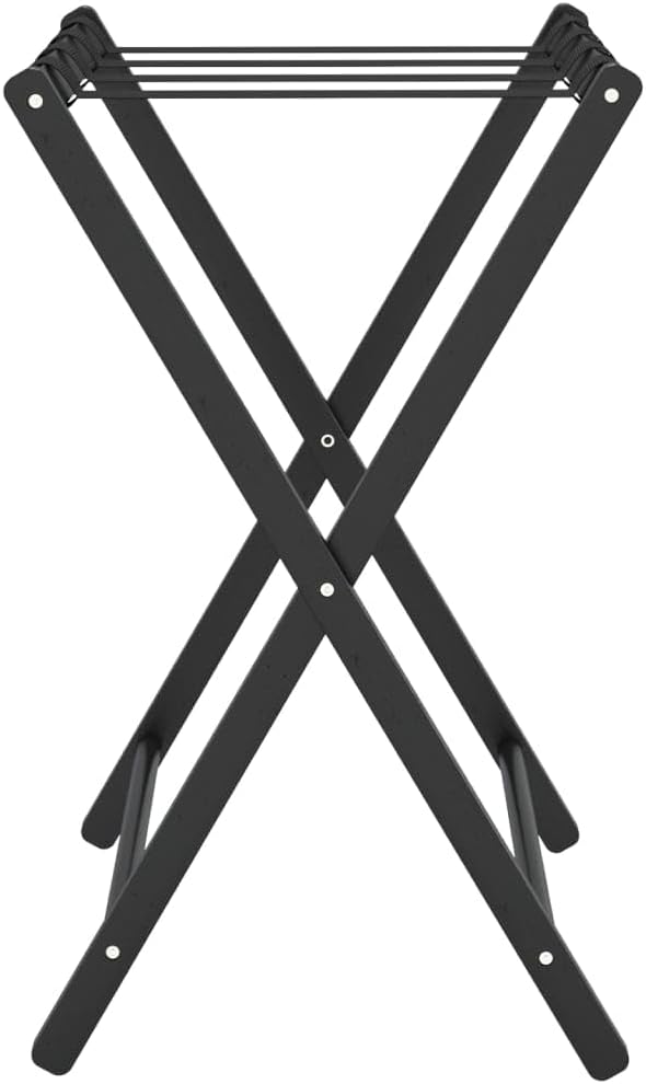 Gepäckablage Schwarz 68,5x38x58 cm Bambus Kofferständer mit 4 Gurten, klappbar 70 kg Packhilfe für F