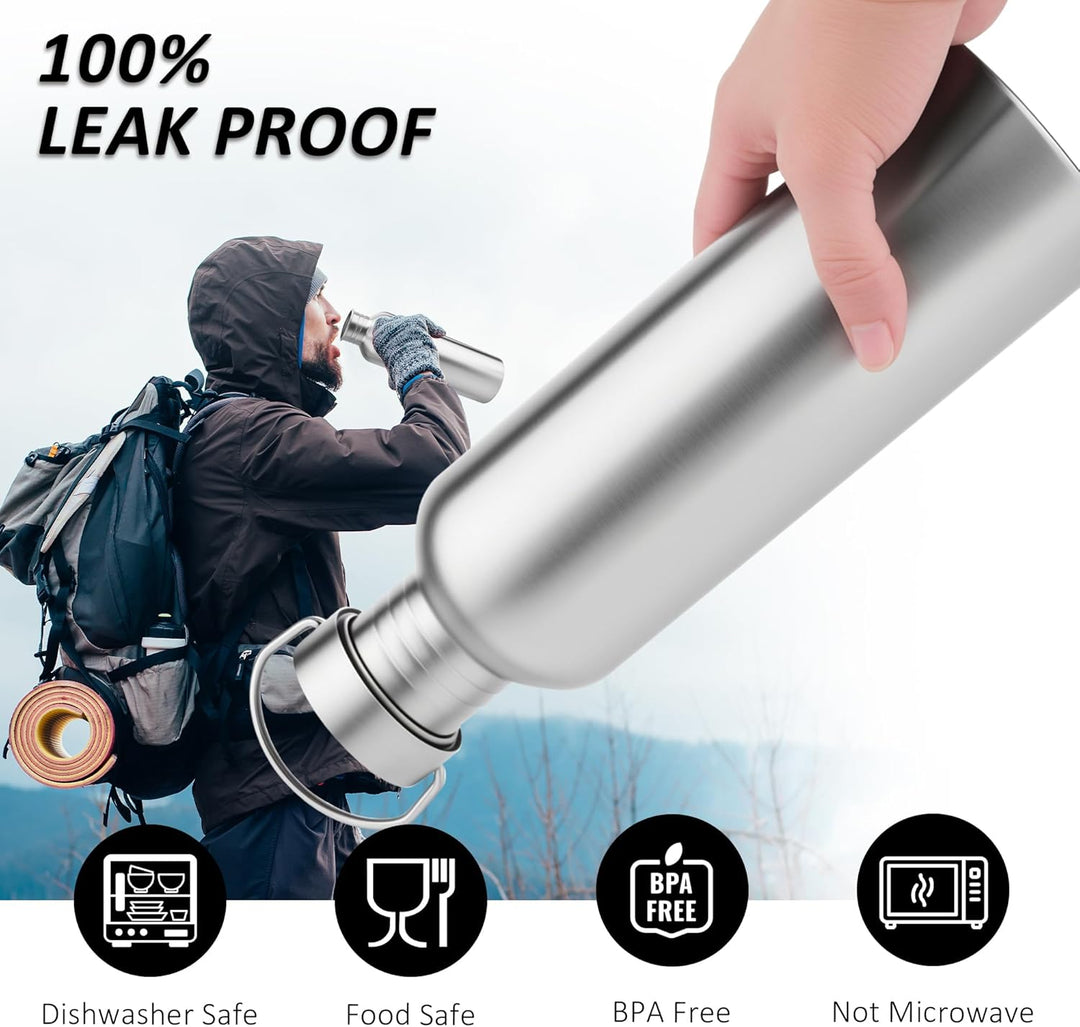 Trinkflasche Edelstahl 1L - Thermosflasche BPA-Frei, Kohlensäure Geeignet Auslaufsicher Sportflasche