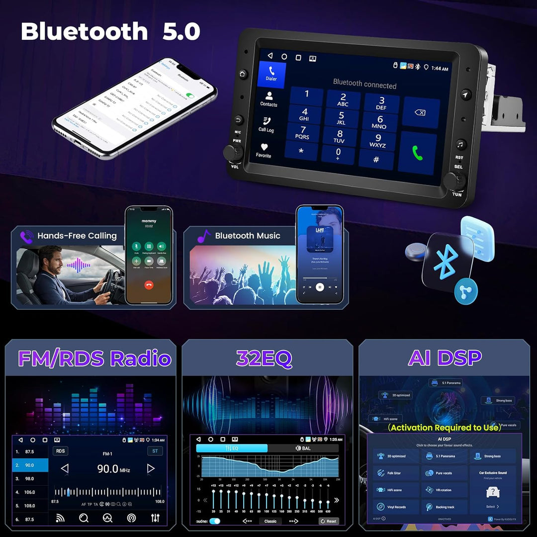 Hikity 4+64GB Autoradio Android 15 für Alfa Romeo 159 2004-2011 mit 7-Zoll-Touchscreen,Radio Auto mi