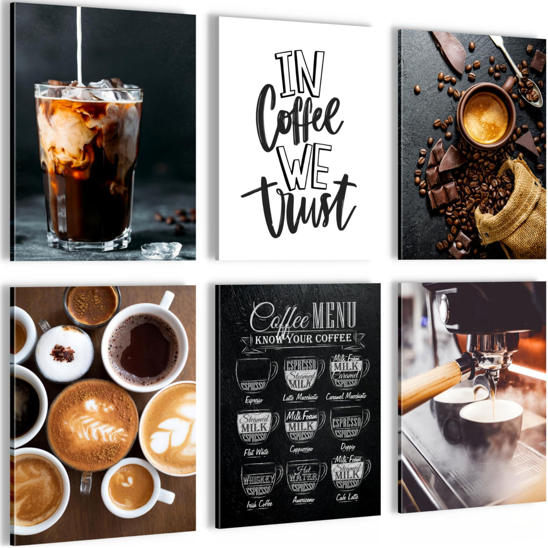 Novart Set Wandbilder - KEIN EXTRA RAMEN BENÖTIGT - Esszimmer Küchenbilder - Bilder Modern Kaffee Co