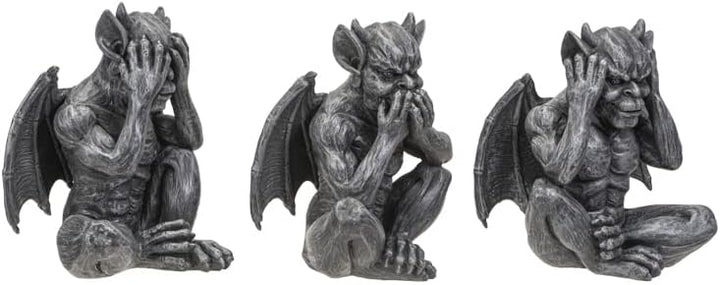 Pacific Giftware Gargoyle Figuren Set Nichts Böses sehen hören Sagen | Lustige Fantasy Deko