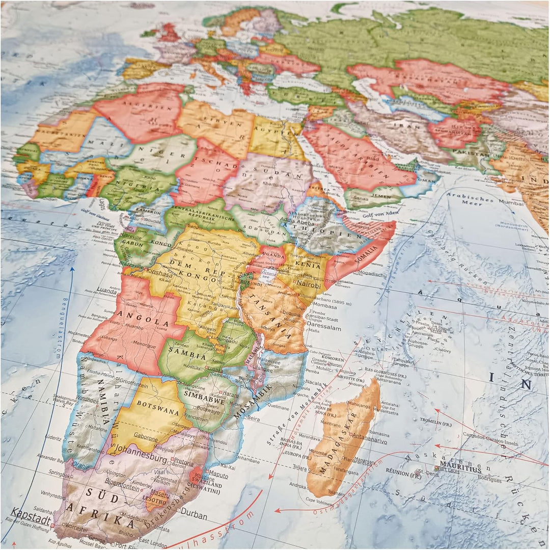 Politische Weltkarte, Grösse 120 x 80 cm, Stand der Weltkarte 2023, deutsch Papier 120 x 80 cm, Papi