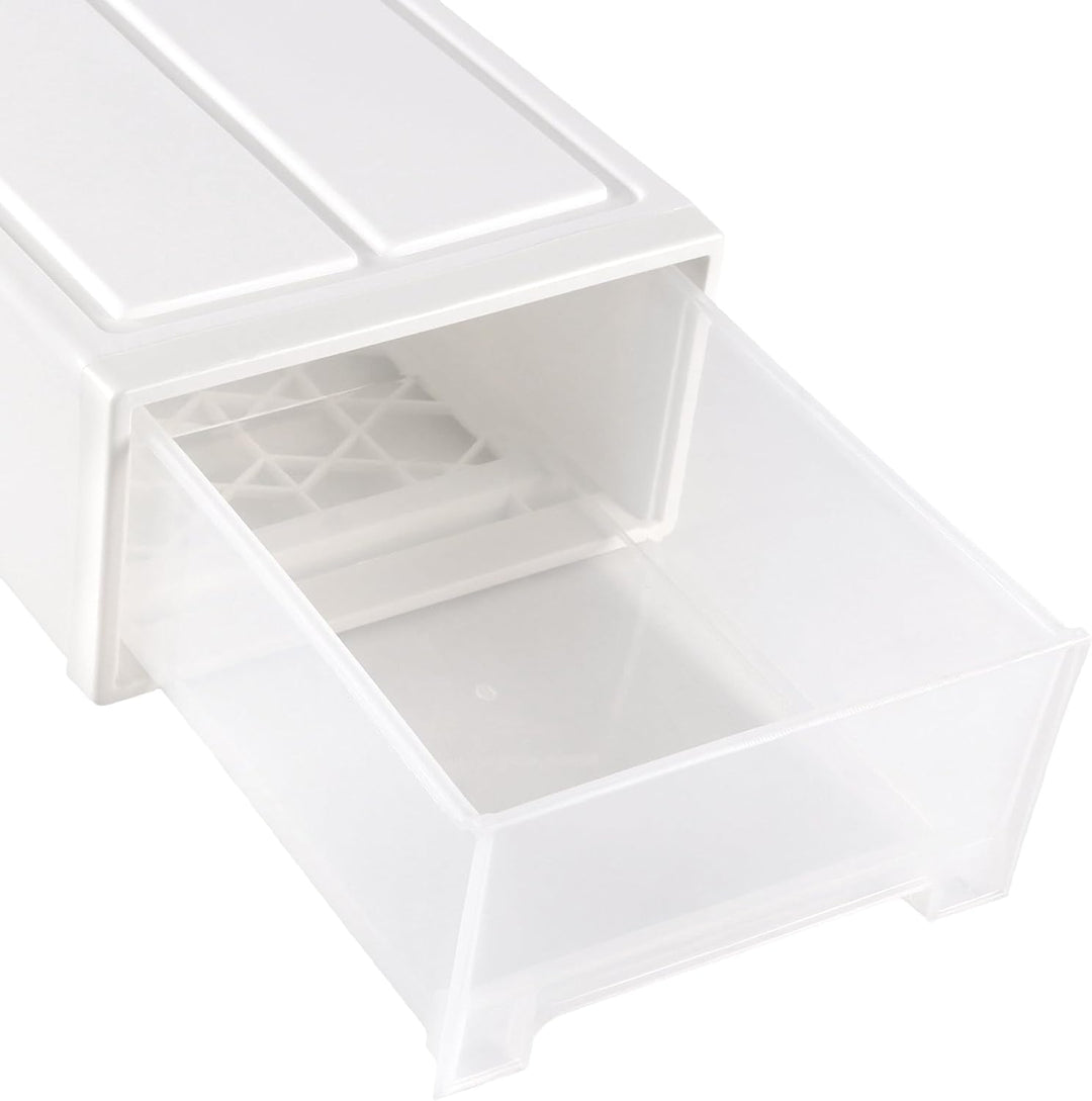 2 Stück Schubladenbox Kunststoff Weiss, 30 x 22 x 12cm Stapelbare Schreibtisch Organizer mit Schubla