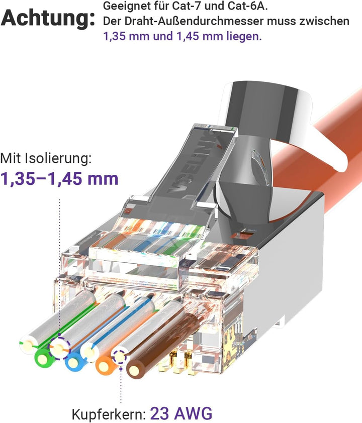 VCELINK GJ671BL Crimpzange RJ45 Presszange für RJ45 Stecker mit Cat 7 Cat6A Lan Stecker Pass Through