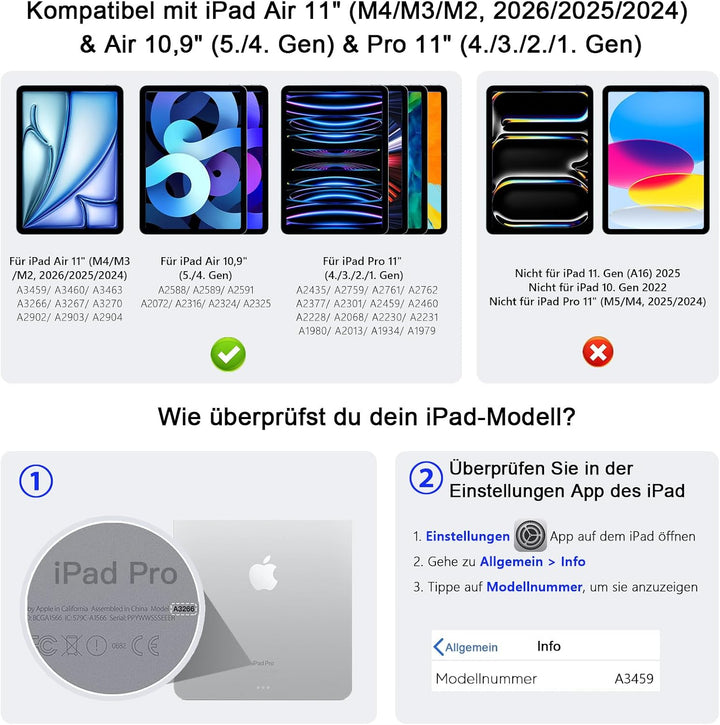 RAYMCRAFT für iPad Air 11 Zoll (M4/M3/M2) &amp; iPad Pro 11 Zoll (4./3./2./1. Gen.) Hülle mit Tastatur,