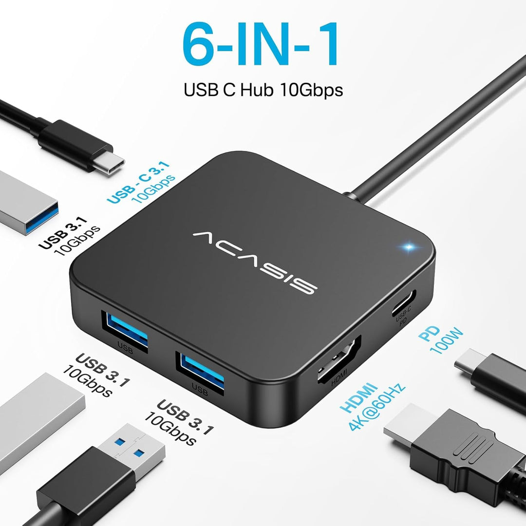 USB Hub,USB C Hub,USB Hub 3.0 mit 4K HDMI, PD 100W,3 USB A 3.0 Port,1 Type-C 3.0 Port,USB Splitter A