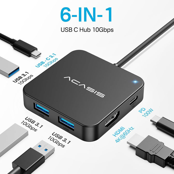 USB Hub,USB C Hub,USB Hub 3.0 mit 4K HDMI, PD 100W,3 USB A 3.0 Port,1 Type-C 3.0 Port,USB Splitter A