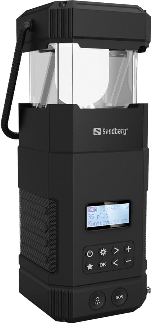 Sandberg Survivor Leuchte All in 1 Solar Handkurbel Powerbank 10000 Licht Bluetooth Lautsprecher DAB