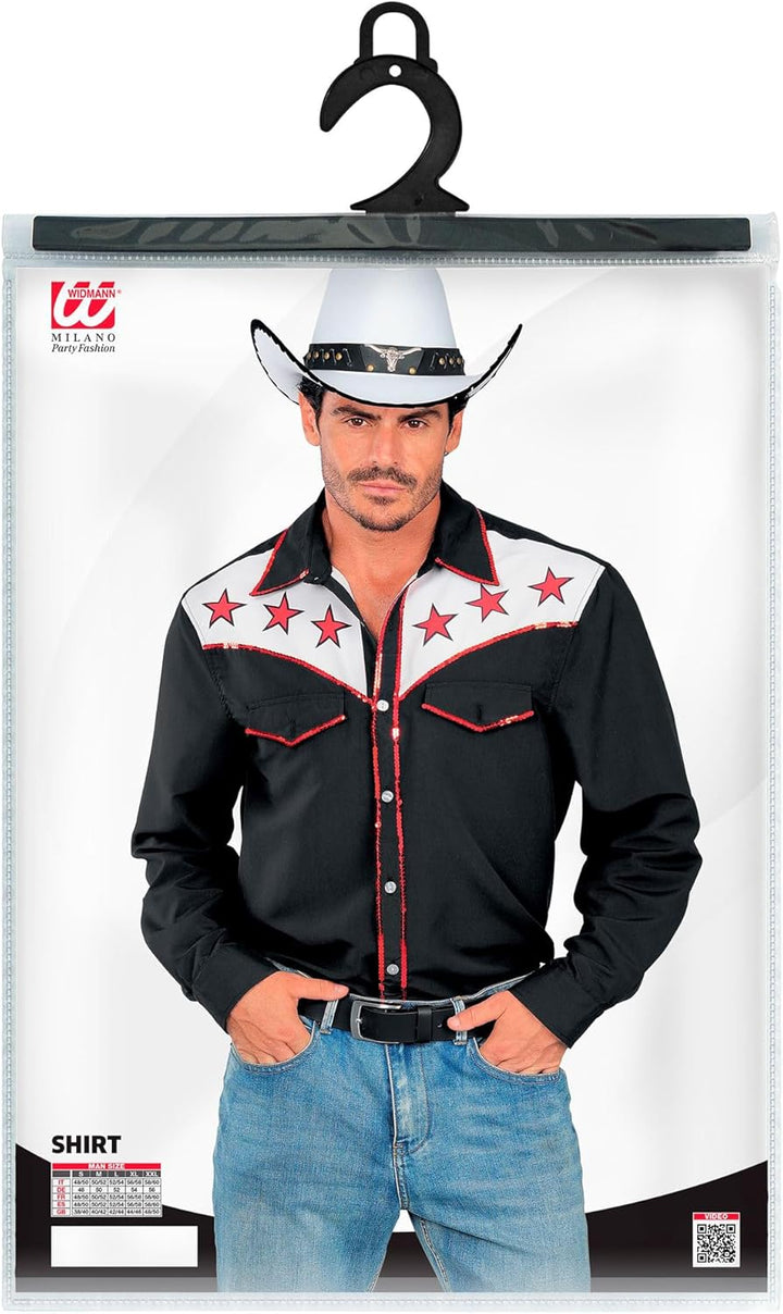 W WIDMANN MILANO Party Fashion Cowboy Hemd Rodeo für Herren | Schwarz XXL, XXL
