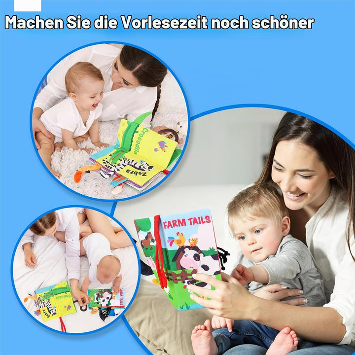beiens Babybuch Baby Stoffbuch - 2 Stück Fühlbuch Spielzeug ab 6 Monate, Bilderbuch Fühlbuch Knister