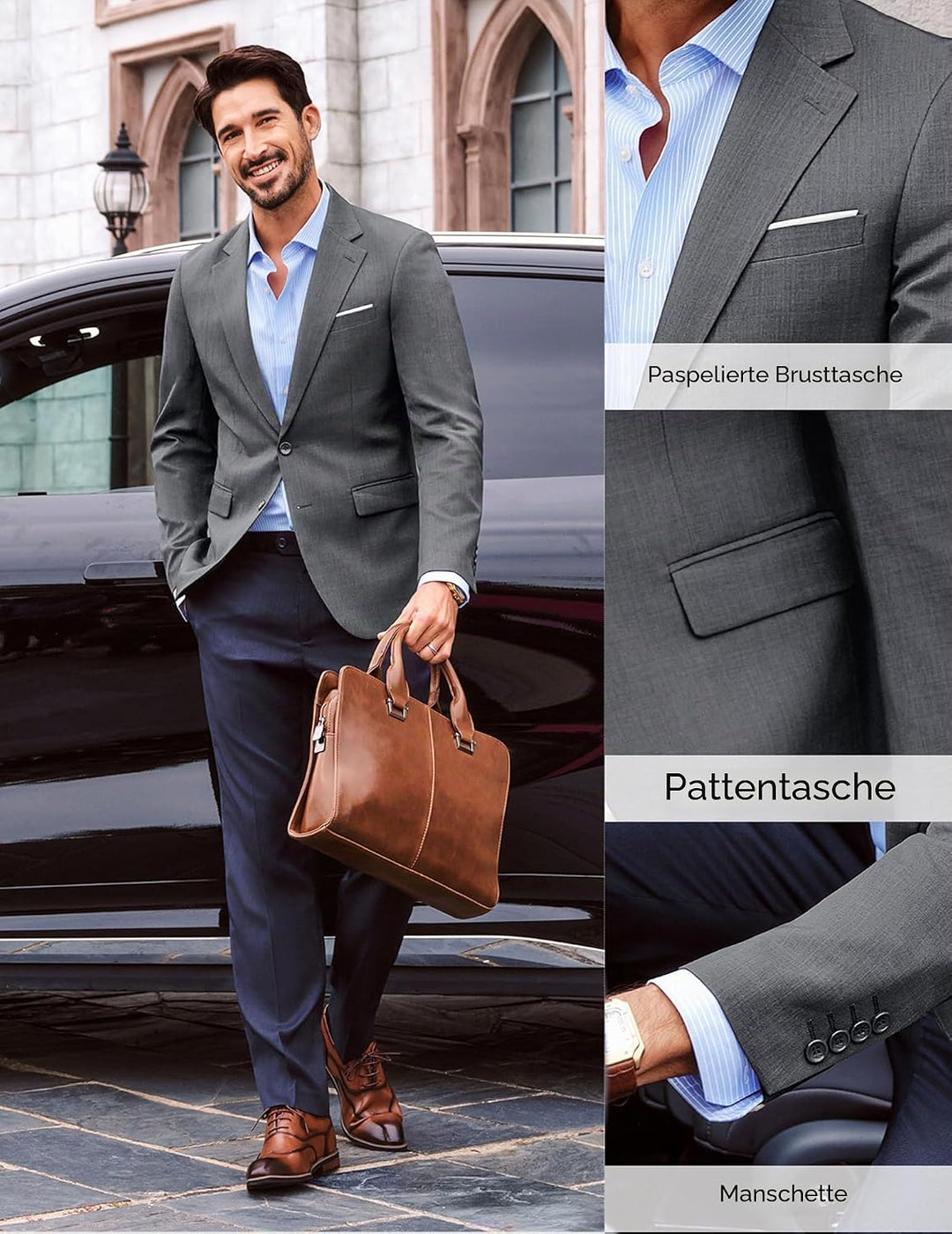 PJ PAUL JONES Herren Sakko Sportlich Freizeit Blazer Jackett 2 Knöpfe Modern Regular Fit Anzugjacke