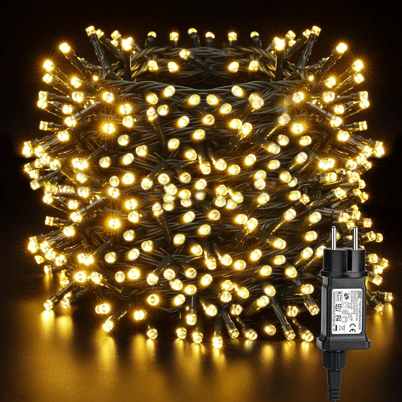 BrizLabs Weihnachten Lichterkette Strom, 80M 800 LED Weihnachtslichterkette Aussen Warmweiss 8 Modi